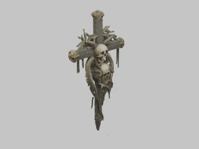 Gothic Bones SKull Cross Low-poly 3D model