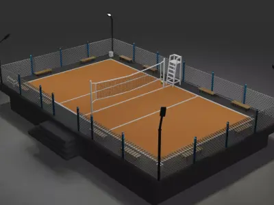 Volleyball Court - Drawing File Available - Low-poly 3D model