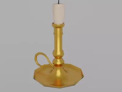 Candlestick gold candle holder Low-poly 3D model