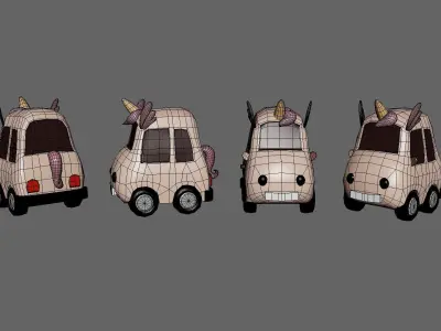 Cartoon Unicorn Car  Low-poly 3D model