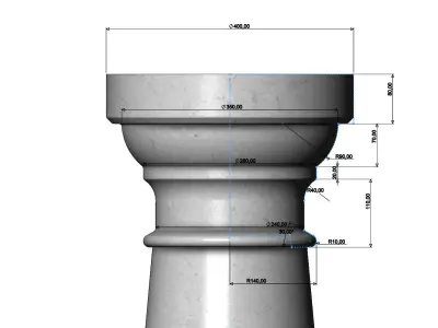 Curved classical column 3D print model