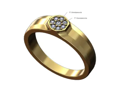 Small Diamond Octagonal ring US sizes 5to9  3D print model