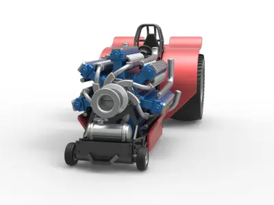 Pulling tractor 42 cylinder Radial engine Scale 1 to 25 3D print model