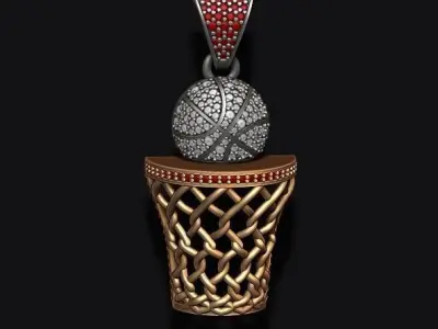 basketball pendant with gems 3D print model