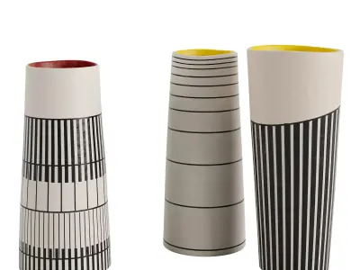 Lara Scobie ceramic vase set of 3 3D model