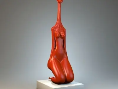 Female giraffe sculpture P 3D print model