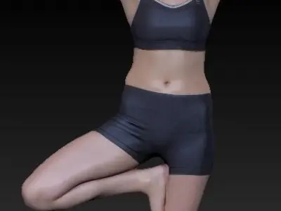 Young woman doing yoga routine 54 Low-poly 3D model