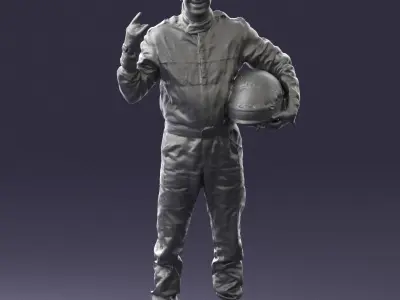 Male race car driver 0268 3D Print Ready 3D print model