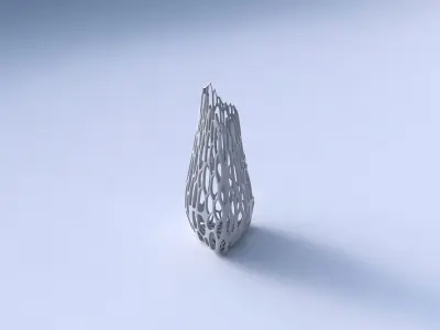 Vase puffy tipped triangle with cracked organic lattice 3D print model