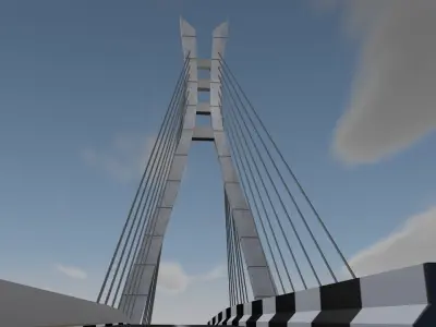 Suspension bridge high detail  3D model