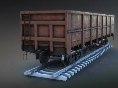 Railroad Open Wagon Low-poly 3D model