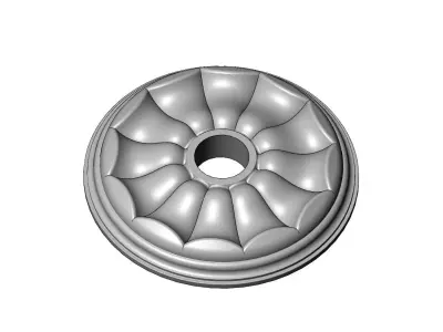 Rounded ribs curved 450mm ceiling medalion rosette relief 3D print model