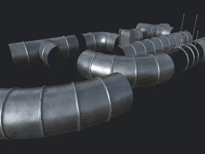 Ventilation Modular Kit PBR Low-poly 3D model