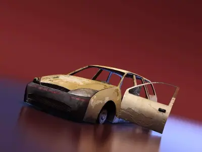 Junkyard Station Wagon Low-poly 3D model