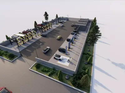 Car garage- Garage Body Straightener-Parking-Parking Lot 3D model