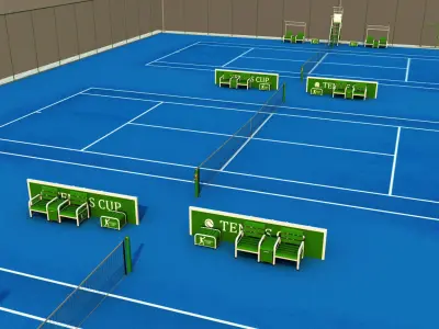 Multi tennis court stadium arena pack 3D model