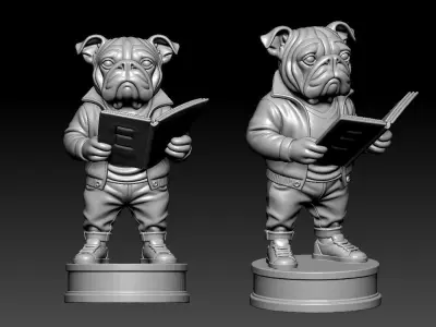 Dog reading book urban vibes 3D print model