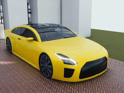 BLENDER EEVEE Brandless Mid Size 2 door sedan Low-poly 3D model