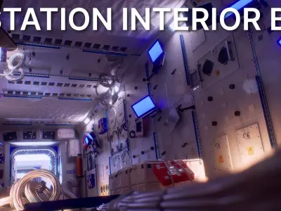 Space Station Interior Basics for Unreal Engine and Cinema 4D 3D model