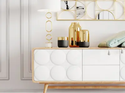 Dresser with decor set 3D model