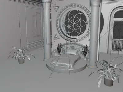 Classic Royal Bedroom Design for Blender 3D model