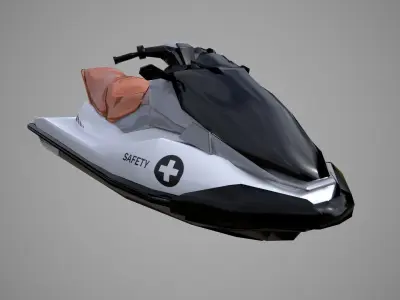Black Jetski Low-poly 3D model