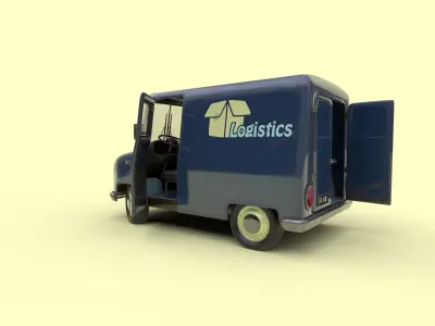Cartoon Cargo Truck Low-poly 3D model