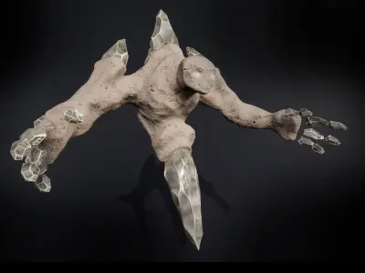 Crystal elemental low-poly game engine ready 3D model Low-poly 3D model