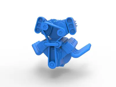 Engine V8 with double supercharger Version 7 Scale 1 to 25 3D print model