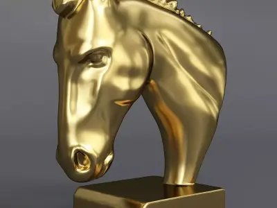  ornamental figurine of a horses head Low-poly 3D model