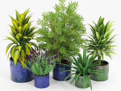 Maya Blue Ceramic Planters Maya Green Ceramic Planters 3D model