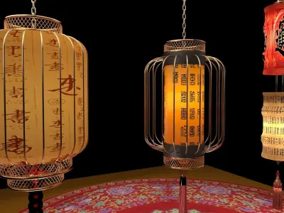 Chinese red lantern 3D model