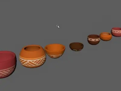 Bowls clay pots 3D model