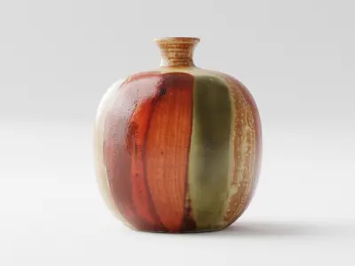Tiny Vintage Painted Wooden Vase Pot 3D model