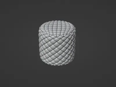 Round tufted ottoman green fabric 3D model