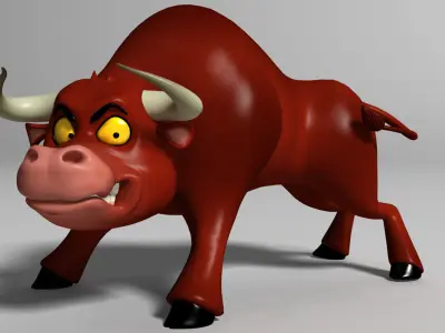 cartoon bull Rigged Low-poly 3D model