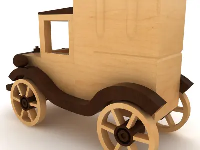 Wooden Toy Car  Low-poly 3D model