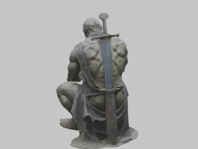 Man Medieval sculpture Low-poly 3D model