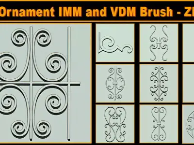 Grill Ornament IMM and VDM Brush for Zbrush Low-poly 3D model
