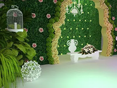 Green fresh plants stage design 3D model