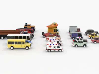 Cartoon Cars Pack pro Low-poly 3D model