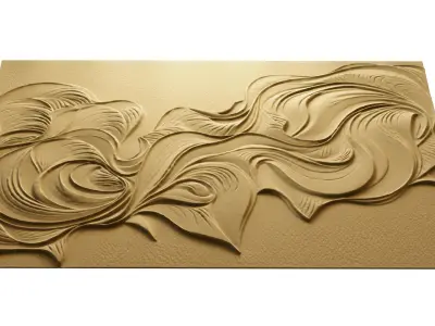 modern panel wall decor set relief mural CNC 155 3D model