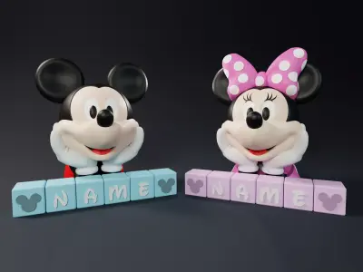 Mickey and Minnie Letter Blocks 3D print model