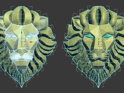 lion head Low-poly 3D model