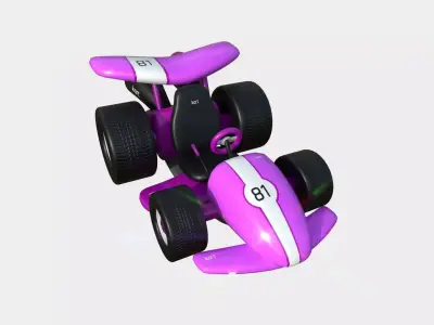 Cartoon Kart A05 Pink - Vehicle Racing Design Low-poly 3D model