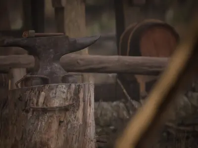 Rustic Anvil Hammer and Stump 3D Models - 8K PBR Nanite Ready Low-poly 3D model