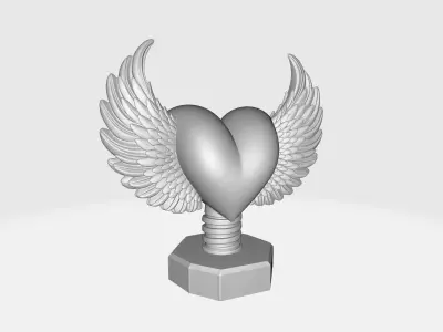 Winged Heart Sculpture Romantic Valentine Day Gift 3D print model
