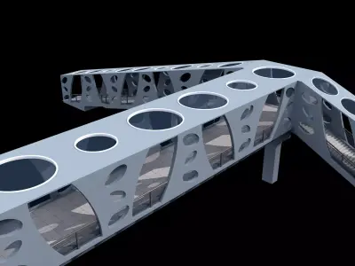 modern curved pedestrian bridge 3D model