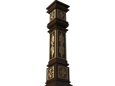 Stair Baluster 05 Red Low-poly 3D model
