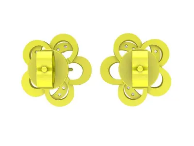 A6759 Beautiful Diamond Flower Stud Earrings 3D print model